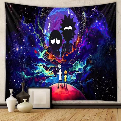FANVANAI Blacklight Space Wall Tapestry, Hippie Anime Poster for Bedroom Aesthetic Fantasy Funny Wall Hanging, UV Reactive Black Light Tapestries Art Mural Living Room Bedroom Dorm Backdrop Decor