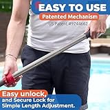 Pool Pole Telescopic 12 Foot - Pro Tuff Unlimited Free Replacement - Heavy Duty Lock Right Design Always Grips, Never Slips - Threaded Adapter for Accessories - 12 ft Telescoping Pool Cleaning Tool