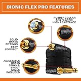 Bionic Flex PRO 25’ Garden Hose, Heavy Duty & Lightweight Weatherproof Garden Water Hose with Brass Fittings & Adjustable Brass Spraying & Shooting Nozzle, 500 PSI Tear Resistant, Kink Free Hose