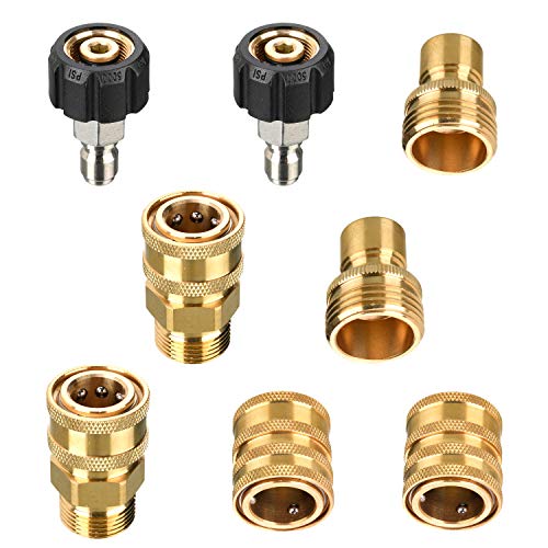 Tool Daily Pressure Washer Adapter Set, M22 14mm to 3/8" Quick Connect Kit for Power Washer, 3/4 Inch to 1/2" Quick Disconnect, 8 Pack