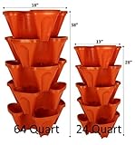 Large 64 Quart Stackable Planter 5-Pack - Grow More in Less Space - Plant Pots and Stack - DIY Vertical Gardening System - for Growing Veggies, Herbs, Garden Greens, Starwberries (Terracotta)