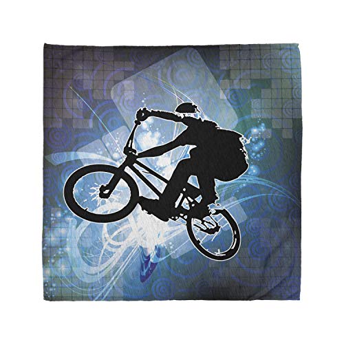 Lunarable Unisex Bandana, Abstract Cyclist Bicycle Wheel Bike, Black Seafoam and Blue