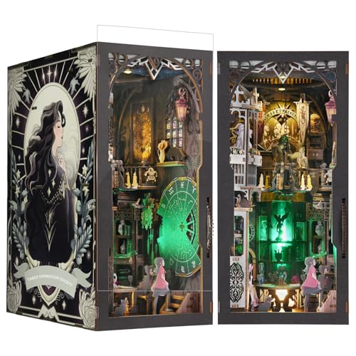 TOYQI DIY Book Nook Kit, Miniature House Dollhouse Kit for Adult and Teens, Book Nook Kits for Adults, Booknook Bookend Alley Model Build with Dust Cover