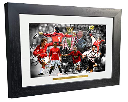 Large A3+ Print Signed "THE ALEX FERGUSON YEARS" Celebration -Cantona-Ronaldo-Beckham-Giggs-Rooney-Scholes Autographed Manchester United Photo Frame Photograph Picture Gift