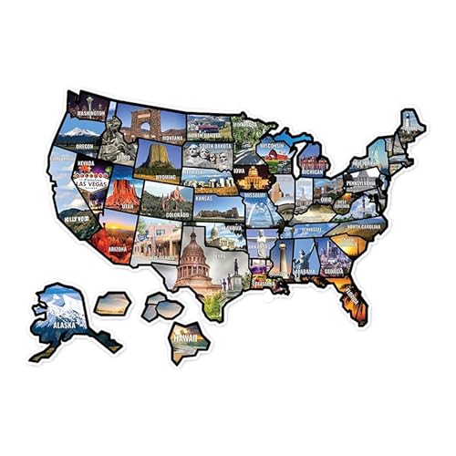 RV State Sticker Travel Map - New NO Fade Ink - RV Decals for Outside - Camper Van Accessories for Outdoor & Indoor Use - USA Decals State Stickers - XL 21in x 15in 50 States Photo Map by Wander Camp