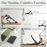 PAETA Pilates Reformer, Wooden Reformer Pilates Machine with Cadillac Trapeze Table, Pilates Equipment for Home Workout and Studio, Includes Sitting Box, Jumpboard