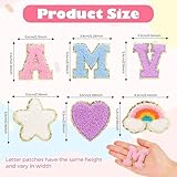 116PCS Self-Adhesive Chenille Letters Patches: Cute Alphabet Rainbow Love Heart Star Patches for DIY Clothing Varsity Letter Patches for Backpacks Hats, Bags, Jackets