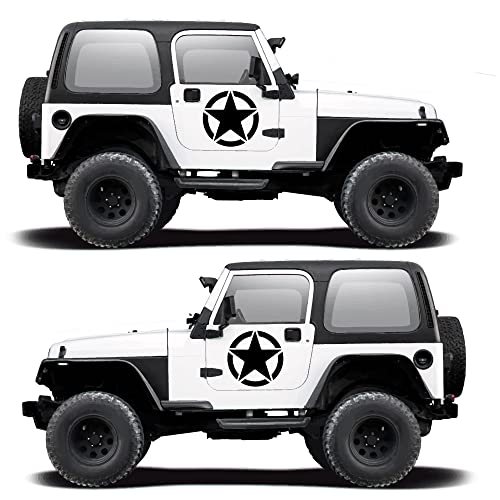 Military Star Decals for Car or Truck Offroad | Set of 2 Automotive Stickers | 17 inch Pair of Heavy Duty Off Road Truck Vinyl | US Car Decal | Fits All Models (Large (17 inch)