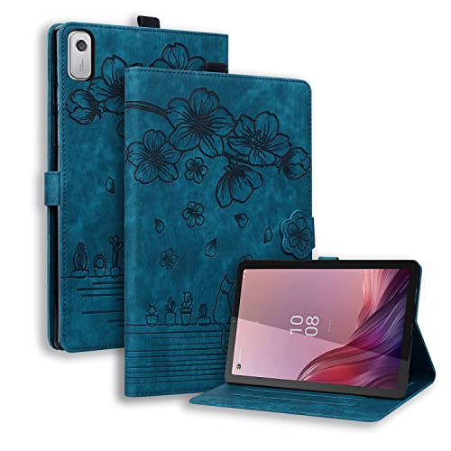 Case for Lenovo Tab M9 9.0 inch 2023 / Nook 9" Lenovo Tablet (2024), PU Leather Magnectic Cover Folio Stand Shell with Pencil Holder for tb310fu case-Blue