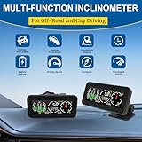 Car Inclinometer for Off-Road Driving, GPS Speedometer MPH KMH with Compass, Multi-Functional Digital HUD Dashboard Slope Meter, Upgrade Vehicle Level Tilt Gauge