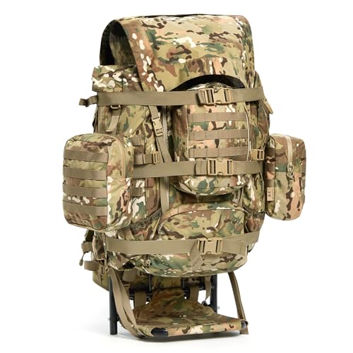 MT Military Army Rucksack, Extra Large Capacity Hunting Ruck with Aluminum External Frame, MOLLE Tactical Backpack Design, Ripstop Nylon Fabric, IRAKLIS Series
