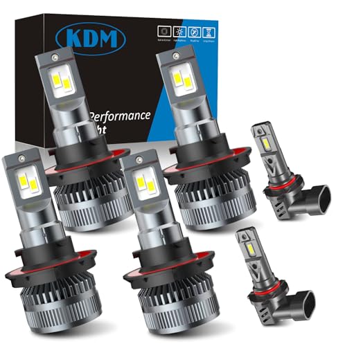 KDM LED Bulbs Combo Pack,100W High Power 600% Brightness CSP Chip Fit for Ford F250 F350 F450 Super Duty 2005-2022,6000K White High/Low Beam Fog Light Replacement Blubs,6 Pack
