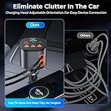 Retractable PD 30W Type-C and for iPhone Lightning Charger with Bluetooth 5.3 Car Adapter, FM Transmitter, Hands-Free Calling, MP3 Player, LED Display, and USB Support, Best Car Accessories for Phone