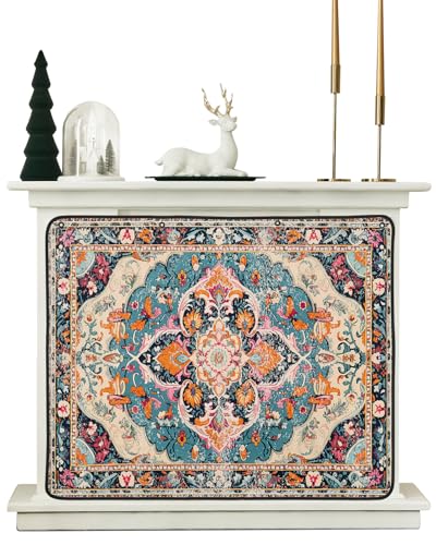 Bohemia Flower Magnetic Fireplace Cover 45"x34",Decorative Fireplace Blanket Insulation Cover for Heat Loss,Indoor Outdoor Fireplace Draft Stopper Covers Protectors,Colorful Vintage Abstract Geometric