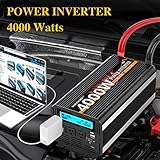 JARXIOKE 4000 Watt Power Inverter 12V DC to 110V 120V Converter for Family RV Off Grid Solar System Car with Type-C Ports 3 AC Power Outlets Dual USB Ports LCD Display Wireless Remote Control