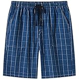 MoFiz Mens Pajama Shorts Woven Plaid Shorts Lounge Summer Short Cotton 3-Pack Size L