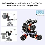 K&F Concept 3-Way Geared Tripod Head, Millimeter Micro-Adjustment, Full CNC Aluminum Alloy Tripod Head, Maximum Load Capacity of 6kg for Star Shooting, Commercial Photography, etc.