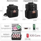 Tactical Lunch Box, Large Expandable Insulated Lunch Bag, Durable Waterproof Leakproof Cooler Bag for Adults/Men/Women/Work Outdoor Beach Trips, 20 Cans/15 L, Black, HSHRISH