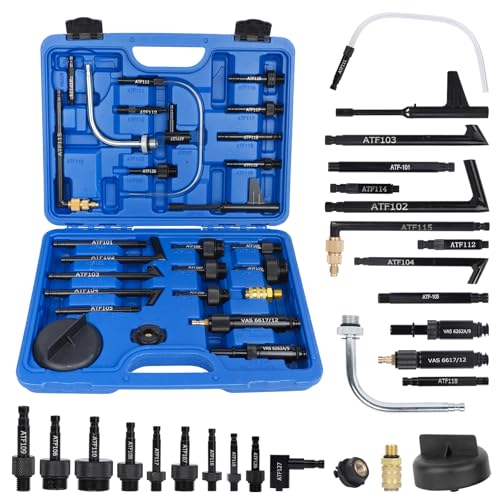 RALBIL 27PCS Transmission Fluid Filling Adapter Automatic Transmission Fluid Oil Filler Adapter, ATF Filler Adaptor Set Compatible with VW, Audi, CVT, BMW, Benz, Skoda, Nissan, Ford