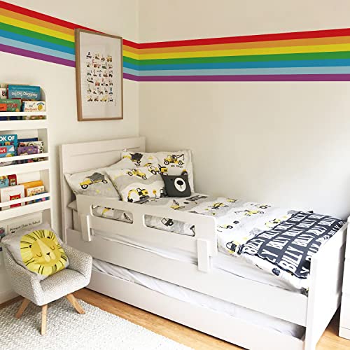 astrkiz Colorful Bold Rainbow Wall Border Stickers Peel and Stick, Self Adhesive PVC Rainbow Wall Waist Sticker Rainbow Decals for Kids Room Playroom Door, 188.98" x 15.75"