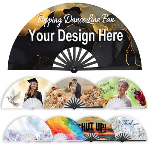 Decorative Folding Fans Personalized Line Dance Popping Fan Custom Foldable Fans With Photo/Text/Logo Customized Gift For Women Performances Dances Parties Weddings Church Events