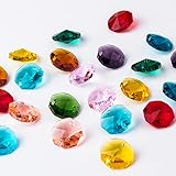 100 Pcs Glass Octagon Crystal Beads 14mm Colorful Crystal Chandelier Parts Replacement Beads DIY Lamp Hanging Pendant Suncatcher Beads