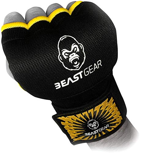 Beast Gear Hand Wraps for Boxing Gloves - Men & Women Inner Gel Quick Wraps for Combat Sports, MMA, and Martial Arts