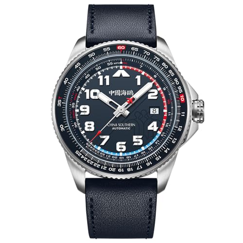 SEA-GULL Seagull x China Southern Airlines Collaboration Edition,Men’s Mechanical Watches,Sky Series,Automatic Watch for Men,ST2130,Tachymeter Pilot Watches,Luminous,1124B, 819.37.1124a, strap