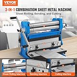 VEVOR Sheet Metal Brake, 12-inch, 3-In-1 Combination Shear Brake Roll Machine, 20-Gauge Capacity Shear Press Brake with 90° Max Bending Angle, Shears and Slip Roll Machine for Shear Bending Rolling