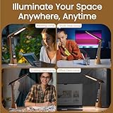 WILIT Rechargeable Lamps Cordless Table Lamp, Foldable Portable Desk Lamp - LED Battery Operated Lights with Stepless Brightness&Time Display for Office Lamp, Book Lights, College Dorm Essentials