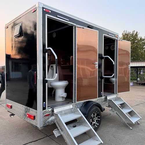 Luxury Portable Bathroom Trailer Portable Toilet Trailer for Commercial Deposit Portable Restroom Trailer 2Station PortableToilet for Adults Restroom Deposit