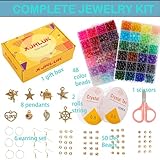 Glass Beads for Jewelry Making, 1280pcs + 8mm 48 Colors Round Crystal Glass Beads Bracelet Making Kit, Bead Starter Kit for Birthday Holiday Gifts