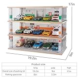 Model Car Display case 1/32 Scale with LED Light and Acrylic Dust Cover Hot Wheels diecast Model Car Display Stand,Wooden Parking lot Garage Scene Collectible Toys Car Model Display Stand