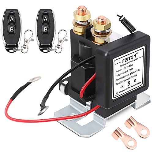 500A Starting 200A Rated High Current Battery Disconnect Switch Remote Kill Switch for Car Truck DC12V Wireless Anti-Theft Prevent Drain Isolator On Off With 2 Keys