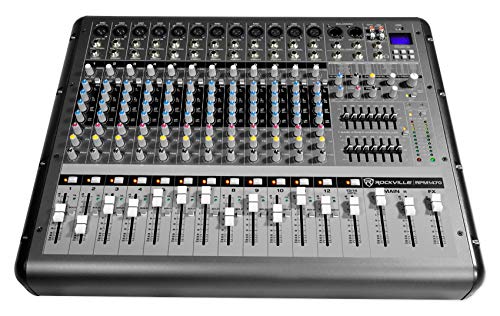 Rockville RPM1470 14 Channel 6000w Powered Mixer w/USB, Effects/14 XDR2 Mic Pres,Black