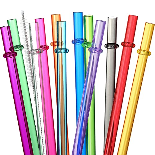 24 PCS, Reusable Straws with 4 Brushes, 10.5" Long Tritan Hard Plastic Straws, 12 Colors Translucent Replacement Drinking for 16OZ-32 OZ Tumblers, Cups, Jars, Stanley, YETI, Starbucks, BPA Free