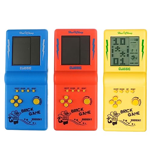JIDAFANG-US 3 Pcs Brick Game Console Large Screen Handheld Games Electronic Games Build in 23 Classic Game for Kids Adults Christmas Party Gift(Random Color)
