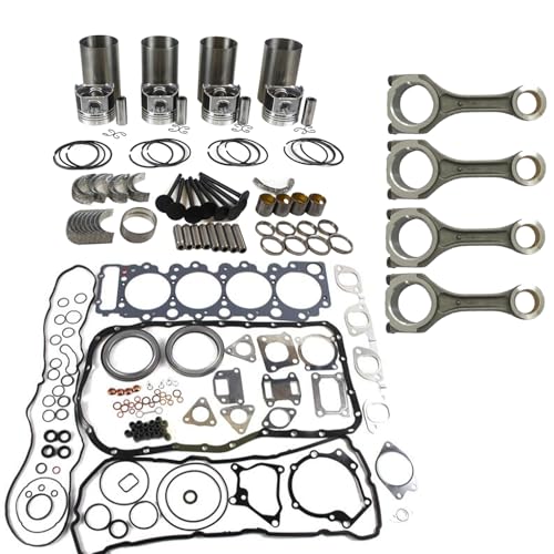 BCXFORK 4HF1 Engine Overhaul Rebuild Kit, 4pcs Connecting Rod Compatible for Isuzu Truck NQR GMC NKR 150 NKR 200 ELF NPR 200 NPR 250 NPR 300 NKR66 (Piston B Com.Hole 49.5 mm, Head Gasket New Type)