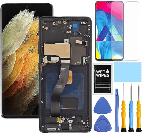 AMOLED for Samsung Galaxy S21 Ultra 5G Screen Replacement with Frame for Samsung S21 Ultra Screen Replacement SM-G998u G998a G998w LCD Touch Display digitizer with Repair Tools 6.8 inch Black