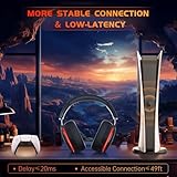 Gtheos 2.4GHz Wireless Gaming Headset for PS5, PS4 Fortnite & Call of Duty/FPS Gamers, PC, Nintendo Switch, Gaming Headphones with Mic, Bluetooth 5.3 Gaming Headset, Stereo Sound, Red Light -BlackRed