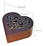 WESTONETEK Heart Shape Vintage Wood Carved Mechanism Musical Box Wind Up Music Box Gift for Christmas/Birthday/Valentine's Day, Melody for Elise