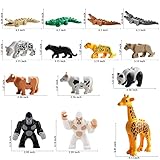 24 PCS Animals Building Blocks Toy, Animal Figures Minifigures Building Set for Kids, Jungle Zoo City Animal Bricks Toy with Orangutan Panda Giraffe etc, Accessories Bricks Compatible with Major Brand