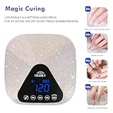 54W UV LED Nail Lamp with UV Gloves,Magnetic Metal Mirror Base Cordless Nail Dryer, Gel Polish Curing Light with 4 Timers,Touch Control Display,Auto Sensor for Professional Salon & Home