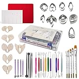 62pcs Gumpaste Flower and Leaf Tool Kit 6set Fondant Flower Silicone Mold 6set Gum Paste Flower Cutter Set 1 Petal Leaves Veining Board 1 Flower Foam Pad 6 Brushes 20 Sugar Paste Flower Modelling Tool