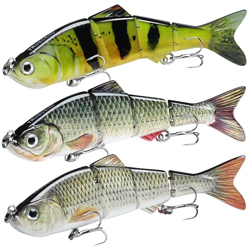 TRUSCEND Fishing Lures for Bass Trout Swimbaits for Bass Fishing Segmented Multi Jointed Swim Baits Slow Sinking Swimming Lures for Freshwater Saltwater Fishing Gear Lure Kit Fishing Gifts Plugs
