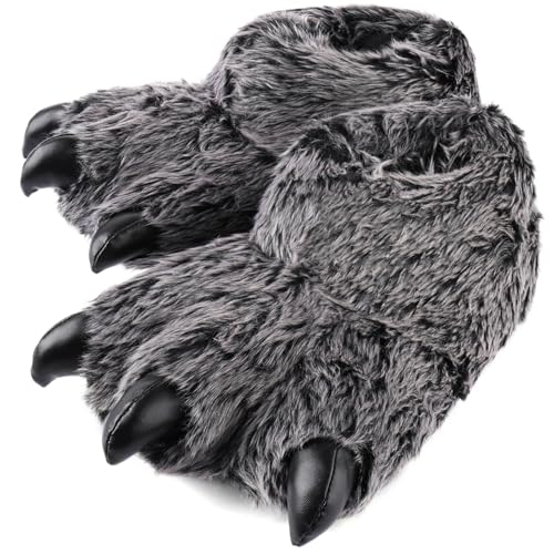 ULTRAIDEAS Animal Paw Slippers for Women and Men, Funny Claw Slippers for Adult and Kids, Unisex Cute Costume House Shoes（Black Bear Paw, Size 9-10 Women, Size 7-8 Men）