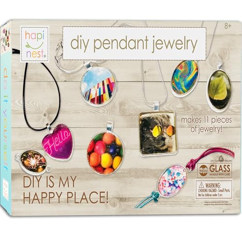 Hapinest Jewelry Making Kit for Girls Arts and Crafts Gifts Ages 8 9 10 11 12 Years Old and Teens - 11 Charm Pendants, 9 Necklaces, 2 Bracelets