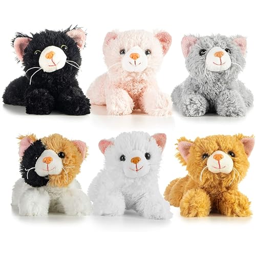 PREXTEX Realistic Looking Small Cat Stuffed Animal - 6 inch Stuffed Kittens with Lifelike Details - Plush Cat Set for Kids, Pet Toys, Home Decor, or Cat Lady Costume - Soft and Huggable - 12 Pack