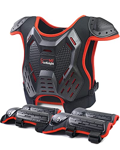 StarknightMT Kids Dirt Bike Gear - Youth Motorcycle Riding Protective Gear ATV Chest Protector Motocross Armor Suit for Boys Girls Mountain Biking Cycling, Red