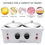 Double Professional Electric Wax Heater for Hair Removal - Dual Wax Pot, Paraffin Facial Skin Body SPA Salon Equipment with Adjustable Temperature Set and 100 Wax Applicator Sticks